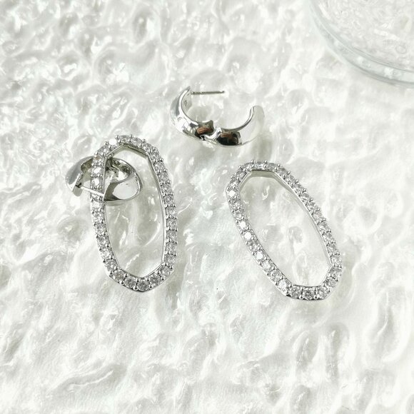 Kendra Scott - Danielle Silver White Crystal Convertible Link Earrings - new - Picture 3 of 3